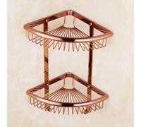 Mensole angolari per Il Bagno Mensola angolare for Doccia da Bagno in Ottone Vintage Dorato a 2 Strati Nizer con scolapiatti Montato a Parete(2 Layer Rose Gold)