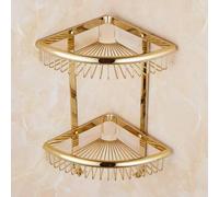 Mensole angolari per Il Bagno Mensola angolare for Doccia da Bagno in Ottone Vintage Dorato a 2 Strati Nizer con scolapiatti Montato a Parete(2 Layer Gold)