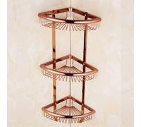 Mensole angolari per Il Bagno Mensola angolare for Doccia da Bagno in Ottone Vintage Dorato a 2 Strati Nizer con scolapiatti Montato a Parete(3 Layer Rose Gold)