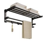 Mensole da bagno a parete in acciaio inox con barra e ganci, portaoggetti pieghevole per doccia salvaspazio, perfetto per l'organizzazione del bagno
