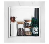 Mensole da bagno impermeabili in acciaio inox per doccia da incasso, per shampoo e articoli da toeletta, colore argento, 38,5 x 38,5 x 8 cm, design moderno per spazio nizzato