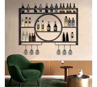 Mensole da bar da parete con portabottiglie e porta bicchieri, salvaspazio, per cucina, pub e bar ristorante