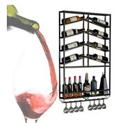 Mensole da bar in metallo per vino Scaffale per liquori a parete Scaffale per bottiglie con portabicchieri da vino e strisce luminose a LED Mini Bar Scaffali da bar galleggianti per la sala