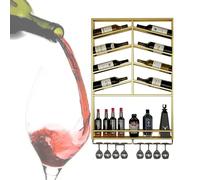 Mensole da bar per vino in metallo Scaffale per liquori a parete Scaffale per bottiglie con portabicchieri da vino e strisce luminose a LED Scaffali da bar galleggianti per bar di casa Sala