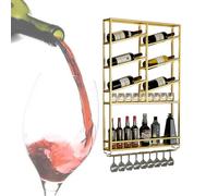 Mensole da bar per vino in metallo Scaffale per liquori a parete Scaffale per bottiglie con portabicchieri da vino e strisce luminose a LED Scaffali da bar galleggianti per bar di casa Sala