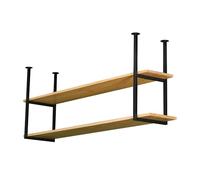 Mensole da Cucina sospese in Legno | Porta pentole a soffitto a 2 Livelli e portabottiglie | Legno massello e Metallo | Elegante Soluzione di stoccaggio a Parete (60x30x80 cm)