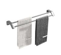 Mensole da doccia in acciaio inox con doppio portasciugamani da parete, senza fori, 50 cm, grigio canna di fucile, organizer da bagno per asciugamani e accessori