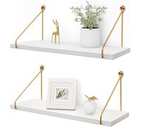 Mensole Da Muro Legno Bianco Oro Metallo Moderne Design Cameretta Bagno Cucina H