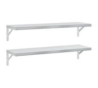 Mensole da parete, 2 pezzi, 100 x 30 cm, in acciaio inox argentato, per cucina, bagno o soggiorno, stabile ripiano da parete, salvaspazio e durevole