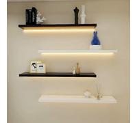 Mensole da parete a LED galleggianti, moderne mensole per piante, libri, foto, supporto illuminato salvaspazio per soggiorno, cucina, bagno