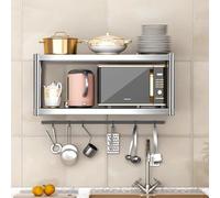 Mensole da parete in acciaio inox, organizer a 2/3 strati per piatti, spezie, cibo, piatti, tazze e libri, soluzione per riporre la cucina (60 x 35 cm)