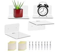 Mensole Da Parete In Acrilico - 4 Pezzi Decorativi Multifunzione | 10 Cm Libreria Galleggiante Per Camera Da Letto - Per Soggiorno Bagno Archivio Album Cucina Libreria Camera Da Letto Postazione Di La