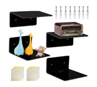 Mensole Da Parete In Acrilico - Organizzatore Decorativo Da 4 Pezzi | 10 cm Organizzatore da Parete Adesivo - Per Soggiorno Bagno Camera Da Letto Album Archivio Cucina Libreria Posto Di Lavoro