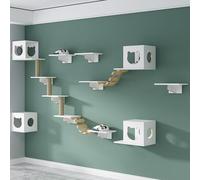 Mensole da parete per gatti, set di mobili da interni con posatoi e gradini, tavole in legno spesse 1,5 cm, ideali per condomini e aree gioco