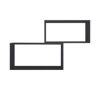 MODULARREDO | BIS RETTANGOLO BISLUNGO Set di 2 Mensole da Muro, Pensile Bagno, Mensola da Parete, Scaffale da Parete, Nero, 70x35 p20 cm e 60x30 p20 cm - Made in Italy