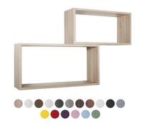 MENSOLA SCAFFALE PARETE 2 PZ BIANCO RETTANGOLARE SALOTTO MODERNO BISLUNGO