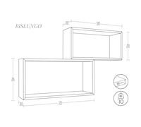 MENSOLE DA PARETE RETTANGOLARI SET DI 2 PZ VARI COLORI MOD. BISLUNGO