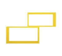 MODULARREDO | BIS RETTANGOLO BISLUNGO Set di 2 Mensole da Muro, Pensile Bagno, Mensola da Parete, Scaffale da Parete, Giallo Canarino, 70x35 p20 cm e 60x30 p20 cm - Made in Italy