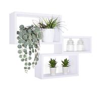 SET 3 MENSOLE RETTANGOLARI PARETE BIANCO SCAFFALE SALOTTO CAMERA TRITTICO