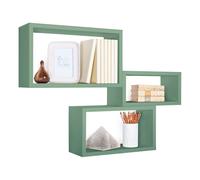 SET 3 MENSOLE RETTANGOLARI PARETE VERDE ACQUA SCAFFALE CAMERA TRITTICO
