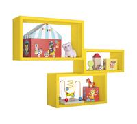 MODULARREDO Trittico Kit 3 Mensole da Parete, Legno, Giallo Canarino, 15.5x45x27 cm