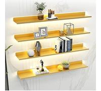 Mensole galleggianti a LED con effetto luce, espositori da parete per decorazione domestica, salvaspazio, elegante colore oro, 120 x 20 x 6 cm, perfette per illuminare il tuo spazio.