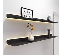 Mensole galleggianti con illuminazione a LED, espositore da parete, supporto robusto per una maggiore capacità di carico, nero, 120 x 20 x 6 cm, soluzione moderna per la decorazione della casa