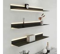 Mensole galleggianti da parete con illuminazione a LED, set di mensole in metallo, resistenti montate per la decorazione del soggiorno