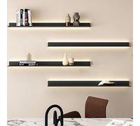 Mensole galleggianti da parete con luce LED, mensola portaoggetti in ferro per esporre oggetti, colore nero, 100 x 20 x 6 cm, decorazione moderna per la casa, soluzione salvaspazio