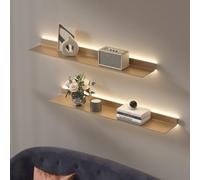 Mensole galleggianti da parete, in metallo, a emissione di luce, con luce LED illuminata integrata, per bar, piano di lavoro, bagno, 1 pezzo, oro, 100 x 23 cm