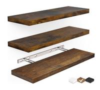 Mensole galleggianti da parete, mensole da bagno montate a parete per cucina, camera da letto, portaoggetti da bagno sopra WC, libreria da appendere per la decorazione della casa soggiorno marrone