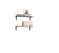 Mensole galleggianti in legno da parete, 2 set di mensole for decorazioni murali, contenitori for bagno, camera da letto, soggiorno(Rustic Brown)