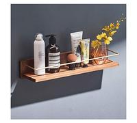 Mensole galleggianti mensola da bagno a parete, portasciugamani in legno massello, scaffale per cosmetici non perforato, con guardrail (colore: stile 1-43 cm) (stile 1 28 cm)