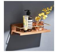 Mensole galleggianti mensola da bagno a parete, portasciugamani in legno massello, scaffale per cosmetici non perforato, con guardrail (colore: stile 1-43 cm) (stile 1 28 cm)