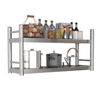 Mensole galleggianti moderne a 2 livelli - Scaffale da parete per cucina in acciaio inossidabile da 60/70/80/90/100/150 cm, scaffale per catering per uso commerciale, ristorante, bar(90X30X55cm)