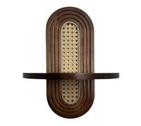 Mensole in legno per decorazione da parete del soggiorno, mensola in rattan fatta a mano, mensola sospesa da parete in stile rustico vintage, fioriera scaffalature portaoggetti, naturale artistico(Wal