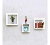 Mensole muro Moderne cubo Set 3pz QUADRATE legno BIANCO scaffale da Parete