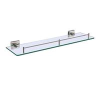 Mensole per Bagno, Mensola in Vetro per Bagno, con Binario in Acciaio Inox, Montaggio A Parete, Accessori da Cucina, Mobili da Bagno in Nichel Spazzolato Antiruggine E Resistenti, Stile 1
