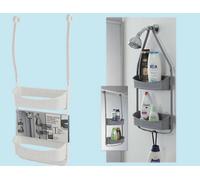 Mensola doccia Feridras Fox 2 ripiani porta oggetti agganci in silicone bianco