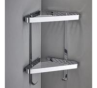 Mensole per doccia Mensola angolare for doccia con finitura cromata resistente alla ruggine, organizer da bagno montato a parete for shampoo e prodotti essenziali for il