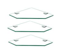 Mensole per doccia Mensola angolare in vetro Portaoggetti da bagno Supporto a parete Doccia in temperato 7 mm Organizzare e staffa for mensola in acciaio inossidabile(3 Packs,24cm)