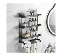 Mensole per Doccia Scaffale portaoggetti Lavabo WC Scaffale portaoggetti semplice in metallo a tre strati Scaffale portaoggetti superiore in metallo con gancio e portasciugamani Portaoggetti a parete