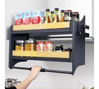 Mensole pieghevoli da parete per la cucina, 2 strati, organizer per armadietti alti 500 mm, soluzione salvaspazio per elettrodomestici ed essenziali, un colore