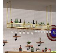Mensole portaoggetti a soffitto - Supporto per piante sospese, portabottiglie sospeso a soffitto, espositore da bar multifunzionale, portabottiglie decorativo in ferro per ristorante, portabicchieri