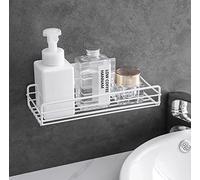 Mensole Portaoggetti Doccia Acciaio Inox, Bagno Senza Foratura, Mensola Autoadesiva Con Aperture di Drenaggio per Lo Shampoo (Bianco)