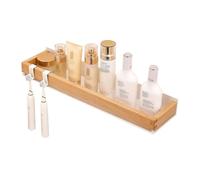 Mensole portaoggetti per il bagno, Portaoggetti da doccia for l'arredo del bagno con doccia interna, organizer rettangolare da parete con corrimano in legno e porta spazzolino per bagno, cucina(Natura