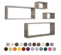 MODULARREDO | MERLINO Set 4 Mensole da Muro, Pensile Bagno, Mensola Parete, Scaffale Parete, 75x30 p15.5 cm, 60x25 p15.5 cm e 2 da 25x15 p15.5 cm, Rovere Moka - Made in Italy
