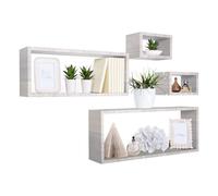 MENSOLA DA PARETE SCAFFALE CUBO SET 4 PEZZI ROVERE GRIGIO SALOTTO CAMERA MERLINO