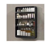 Mensole Scaffale for WC a parete Lavabo Scaffale for cosmetici a quattro piani Scaffale in metallo for montaggio a parete senza perforazione Accessori per il bagno(Black)