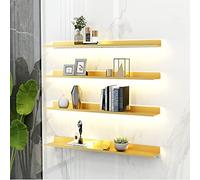 Mensole sospese a parete con luce calda a LED L 50/80100/120CM, mensole a emissione di luce da parete in ferro artistico, espositore illuminato in metallo for uso multi-gamma ( Color : Gold , Size : 5